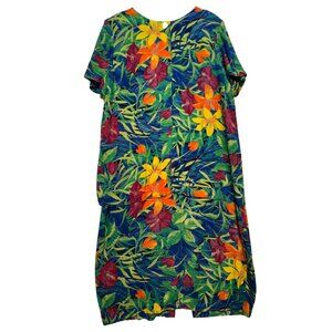Jessica Howard Womens Tropical Floral Shift Dress Sze 2X Multicolor Short Sleeve